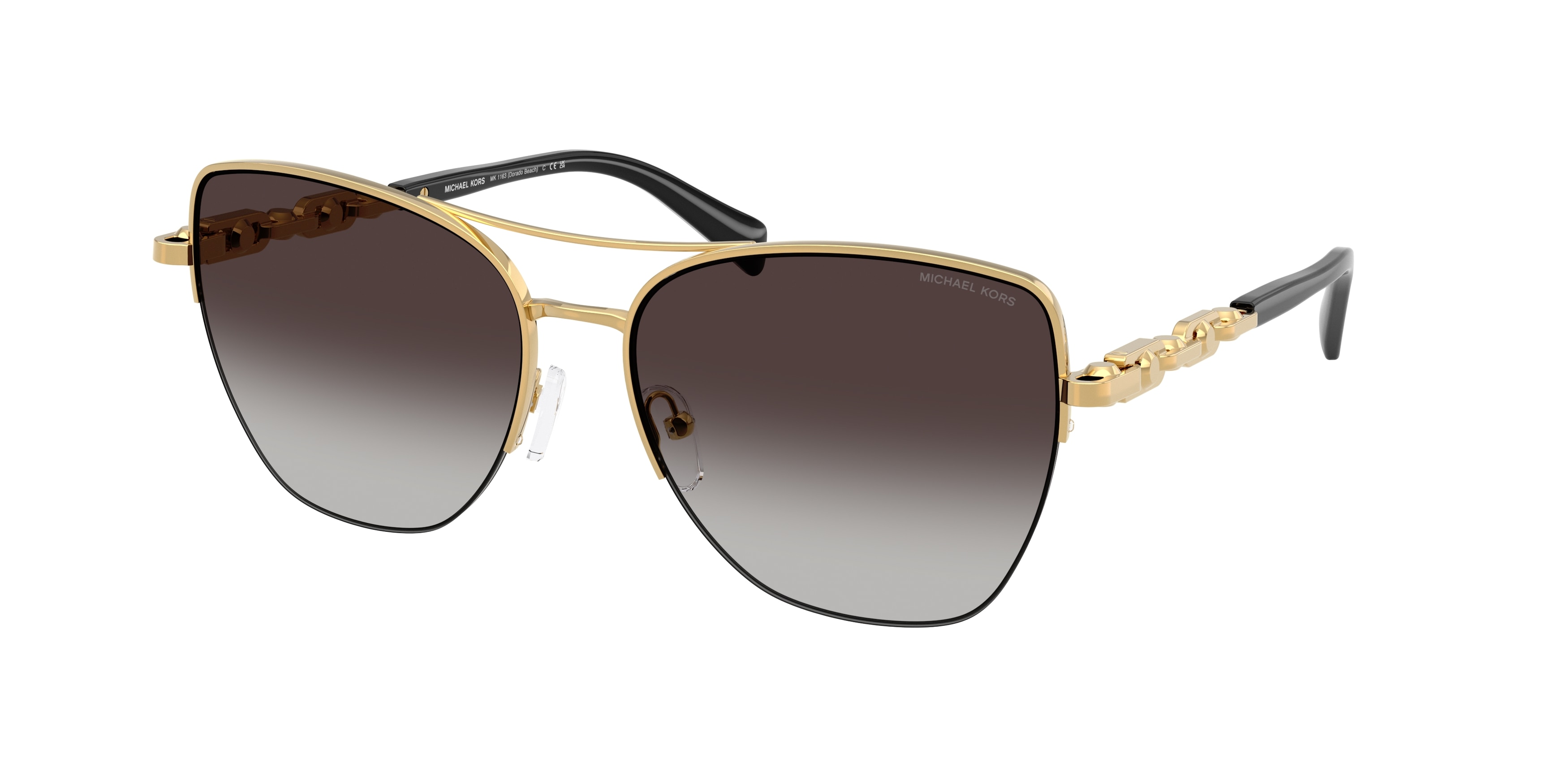 Michael Kors Damen MK1163 Dorado Beach 18968G Sonnenbrillen Metall Gold Grau Quadratisch Normal Schattiert-image